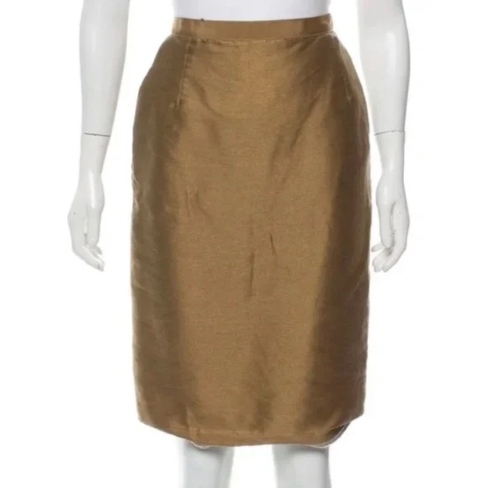 Oscar De La Renta Gold Pencil Skirt